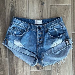 One Teaspoon × Free People Bandit Cutoff Denim Shorts Size 26